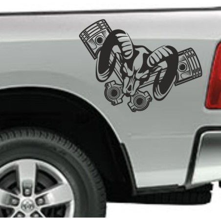 Aufkleber Pick UP Dodge Gelände Offroad Widder RAM Dekor Streifen Amerikanische Flagge Amerika BIG WHEEL Viper Seitenstreifen
