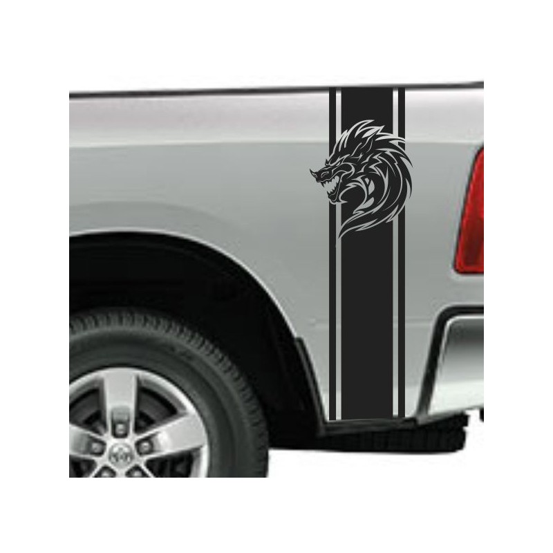 Aufkleber Pick UP Dodge Gelände Offroad Widder RAM Dekor Streifen Amerikanische Flagge Amerika BIG WHEEL Viper Seitenstreifen