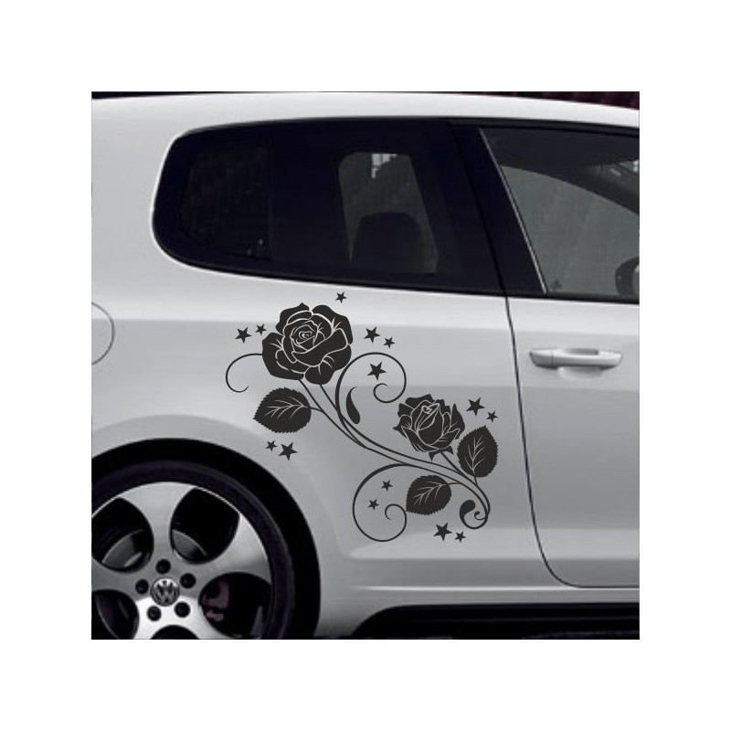 Aufkleber SET Auto Car Tattoo Style Seiten Tribal Dekor Pferd Gecko Power Blumen Ranke Fee Hexe Blumen Blüten Gecko Farbe