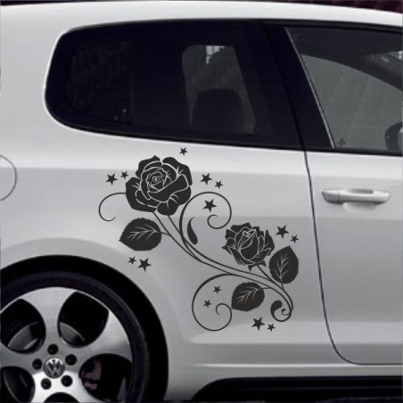 Aufkleber SET Auto Car Tattoo Style Seiten Tribal Dekor Pferd Gecko Power Blumen Ranke Fee Hexe Blumen Blüten Gecko Farbe