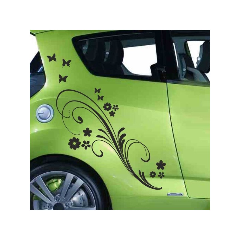 Aufkleber SET Auto Car Tattoo Style Seiten Tribal Dekor Pferd Gecko Power Blumen Ranke Fee Hexe Blumen Blüten Gecko Farbe