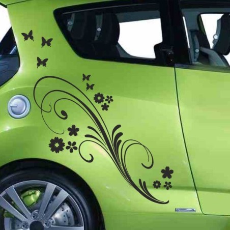 Aufkleber SET Auto Car Tattoo Style Seiten Tribal Dekor Pferd Gecko Power Blumen Ranke Fee Hexe Blumen Blüten Gecko Farbe