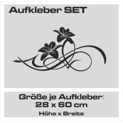 Aufkleber SET Auto Car Tattoo Style Seiten Tribal Dekor Pferd Gecko Power Blumen Ranke Fee Hexe Blumen Blüten Gecko Farbe