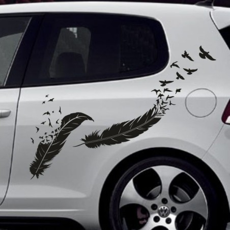 Aufkleber SET Auto Car Tattoo Style Seiten Tribal Dekor Pferd Gecko Power Blumen Ranke Fee Hexe Blumen Blüten Gecko Farbe