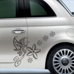Aufkleber SET Auto Car Tattoo Style Seiten Tribal Dekor Pferd Gecko Power Blumen Ranke Fee Hexe Blumen Blüten Gecko Farbe