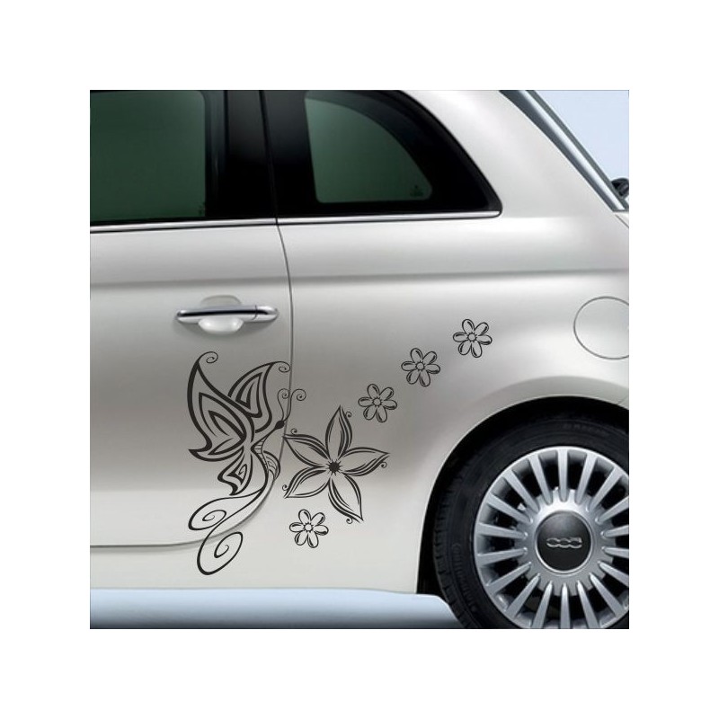 Aufkleber SET Auto Car Tattoo Style Seiten Tribal Dekor Pferd Gecko Power Blumen Ranke Fee Hexe Blumen Blüten Gecko Farbe