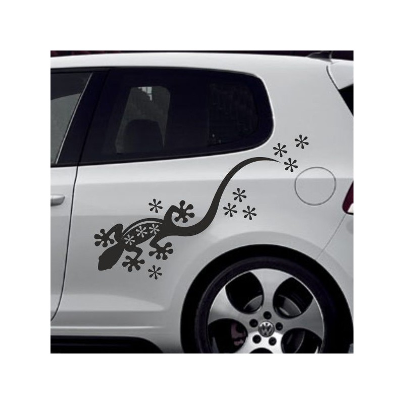 Aufkleber SET Auto Car Tattoo Style Seiten Tribal Dekor Pferd Gecko Power Blumen Ranke Fee Hexe Blumen Blüten Gecko Farbe