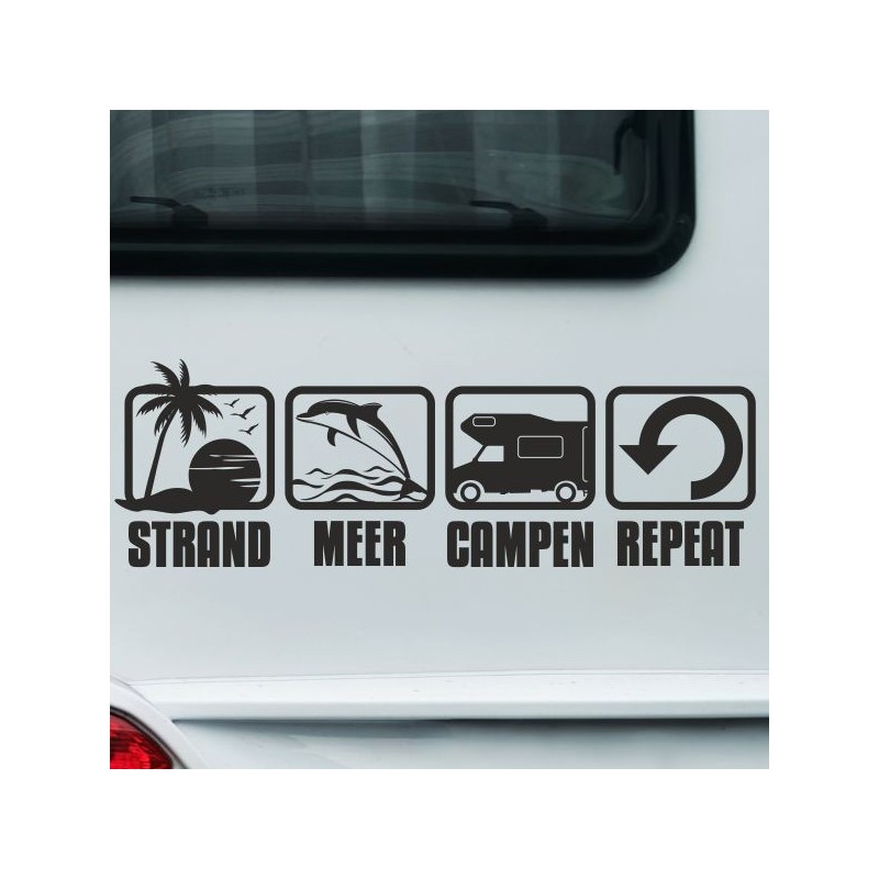Aufkleber Wohnmobil Wohnwagen Reise Camping Auto Reisemobil Möwe Meer Kompass Globus Strand Palme Urlaub Spruch Familie Zuhause