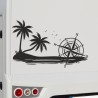 Aufkleber Wohnmobil Wohnwagen Reise Camping Auto Reisemobil Möwe Meer Kompass Globus Strand Palme Urlaub Spruch Familie Zuhause