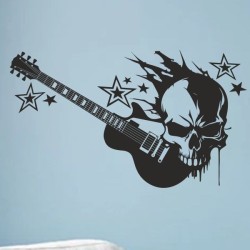 Wandaufkleber Wand Tattoo Aufkleber Musik Sound Rock Gitarre Bass DJ Totenkopf Noten Notenschlüssel Song Swing Pusteblume