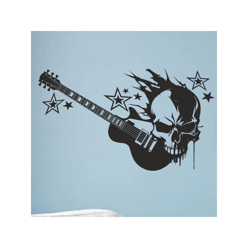 Wandaufkleber Wand Tattoo Aufkleber Musik Sound Rock Gitarre Bass DJ Totenkopf Noten Notenschlüssel Song Swing Pusteblume