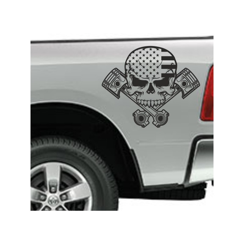 Aufkleber Pick UP Dodge Gelände Offroad Widder RAM Dekor Streifen Amerikanische Flagge Amerika BIG WHEEL Viper