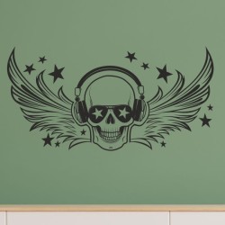 Wandaufkleber Wand Tattoo Aufkleber Musik Sound Rock Gitarre Bass DJ Totenkopf Noten Notenschlüssel Song Swing Pusteblume