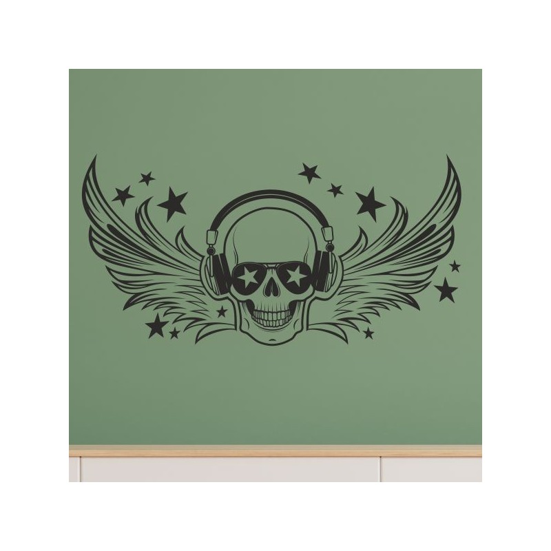 Wandaufkleber Wand Tattoo Aufkleber Musik Sound Rock Gitarre Bass DJ Totenkopf Noten Notenschlüssel Song Swing Pusteblume