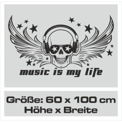 Wandaufkleber Wand Tattoo Aufkleber Musik Sound Rock Gitarre Bass DJ Totenkopf Noten Notenschlüssel Song Swing Pusteblume