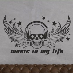 Wandaufkleber Wand Tattoo Aufkleber Musik Sound Rock Gitarre Bass DJ Totenkopf Noten Notenschlüssel Song Swing Pusteblume