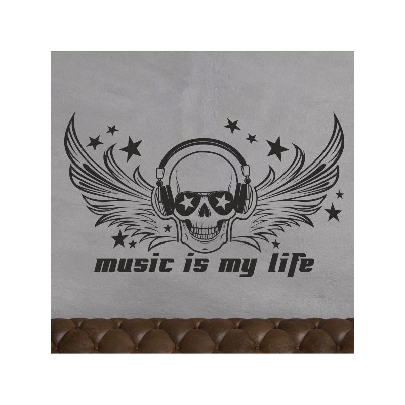 Wandaufkleber Wand Tattoo Aufkleber Musik Sound Rock Gitarre Bass DJ Totenkopf Noten Notenschlüssel Song Swing Pusteblume