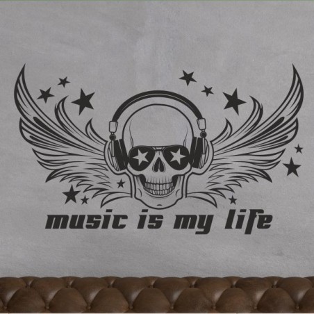 Wandaufkleber Wand Tattoo Aufkleber Musik Sound Rock Gitarre Bass DJ Totenkopf Noten Notenschlüssel Song Swing Pusteblume
