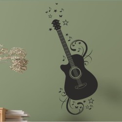 Wandaufkleber Wand Tattoo Aufkleber Musik Sound Rock Gitarre Bass DJ Totenkopf Noten Notenschlüssel Song Swing Pusteblume
