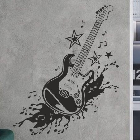 Wandaufkleber Wand Tattoo Aufkleber Musik Sound Rock Gitarre Bass DJ Totenkopf Noten Notenschlüssel Song Swing Pusteblume