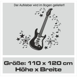 Wandaufkleber Wand Tattoo Aufkleber Musik Sound Rock Gitarre Bass DJ Totenkopf Noten Notenschlüssel Song Swing Pusteblume