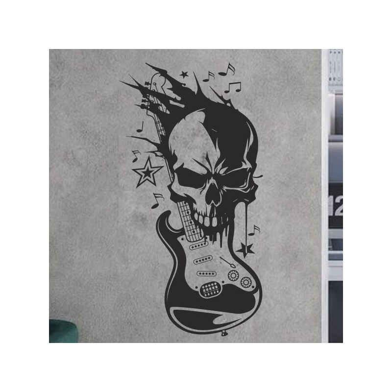 Wandaufkleber Wand Tattoo Aufkleber Musik Sound Rock Gitarre Bass DJ Totenkopf Noten Notenschlüssel Song Swing Pusteblume