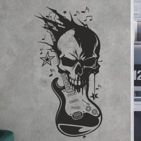 Wandaufkleber Wand Tattoo Aufkleber Musik Sound Rock Gitarre Bass DJ Totenkopf Noten Notenschlüssel Song Swing Pusteblume