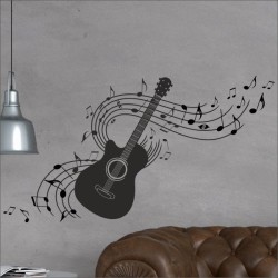Wandaufkleber Wand Tattoo Aufkleber Musik Sound Rock Gitarre Bass DJ Totenkopf Noten Notenschlüssel Song Swing Pusteblume
