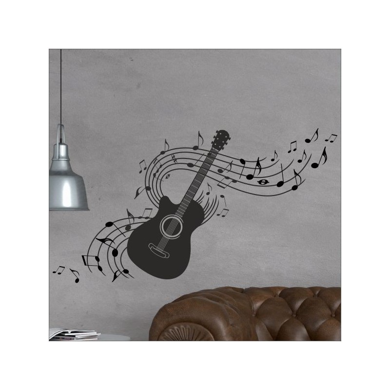 Wandaufkleber Wand Tattoo Aufkleber Musik Sound Rock Gitarre Bass DJ Totenkopf Noten Notenschlüssel Song Swing Pusteblume