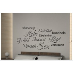 Wandaufkleber Schlafzimmer Liebe, Sex & Leidenschaft SET Sprüche Schrift  Tattoo Aufkleber Wand