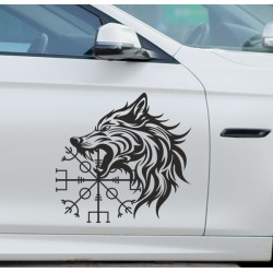 Aufkleber Auto Car Wikinger Viking Wölfe Wolf Runen Schwert Schild Rabe Runen Odin Odin´s Wölfe Böse Kette Valhalla Walhalla