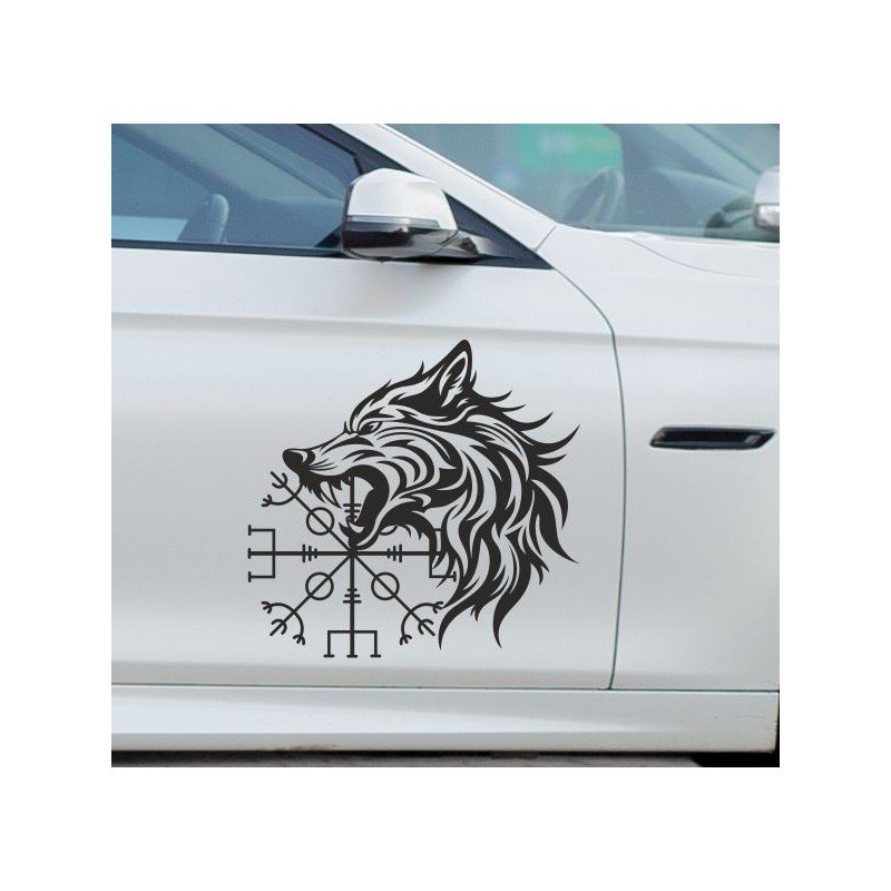 Aufkleber Auto Car Wikinger Viking Wölfe Wolf Runen Schwert Schild Rabe Runen Odin Odin´s Wölfe Böse Kette Valhalla Walhalla