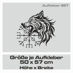 Aufkleber Auto Car Wikinger Viking Wölfe Wolf Runen Schwert Schild Rabe Runen Odin Odin´s Wölfe Böse Kette Valhalla Walhalla