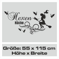 Wandaufkleber Küche Hexenküche Fledermaus Kochen Besen Essen Aufkleber Wand Wandtattoo 05