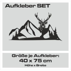 Aufkleber SET Offroad 4x4 Landschaft Hirsch Geweih Berge Auto 20