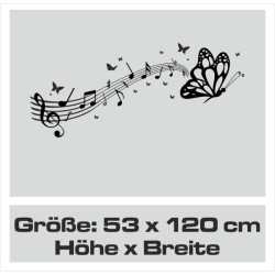 Wandaufkleber Musik Schmetterling Noten Schlüssel Swing Aufkleber Wand 02