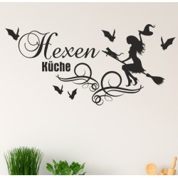 Wandaufkleber Küche Hexenküche Fledermaus Kochen Besen Essen Aufkleber Wand Wandtattoo 05