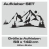 Aufkleber SET Offroad 4x4 Landschaft Wolf Möwe Tanne Wald Berge Auto 21
