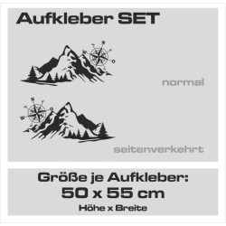 Aufkleber SET Offroad 4x4 Landschaft Berge Kompass Windrose Auto 23