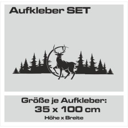 Aufkleber SET Offroad 4x4 Landschaft Wald Hirsch Jagt Ziel Auto 24