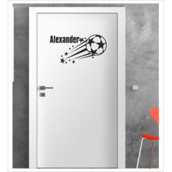 Fußball + Wunschname Wandaufkleber Aufkleber Tür Zimmer Schriftzug Junge Sport Kicker Spieler Gamer