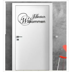 Herzlich Willkommen Wandaufkleber Aufkleber Tür Zimmer Schriftzug Haustür "komm rein"