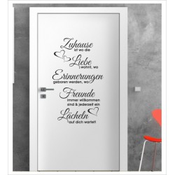 Spruch Zitat HOME Wandaufkleber Aufkleber Tür Zimmer Schriftzug Willkommen Familie Zuhause Glück