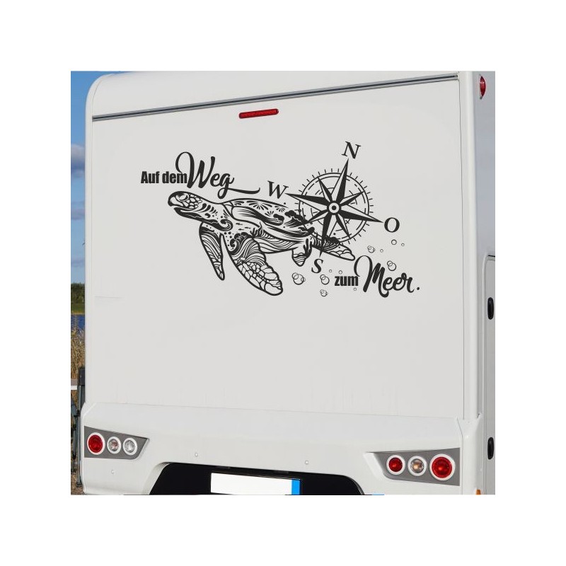 Aufkleber Wohnmobil Wohnwagen Reise Camping Auto Reisemobil Möwe Meer Kompass Globus Strand Palme Urlaub Spruch Familie Zuhause
