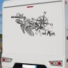 Aufkleber Wohnmobil Wohnwagen Reise Camping Auto Reisemobil Möwe Meer Kompass Globus Strand Palme Urlaub Spruch Familie Zuhause