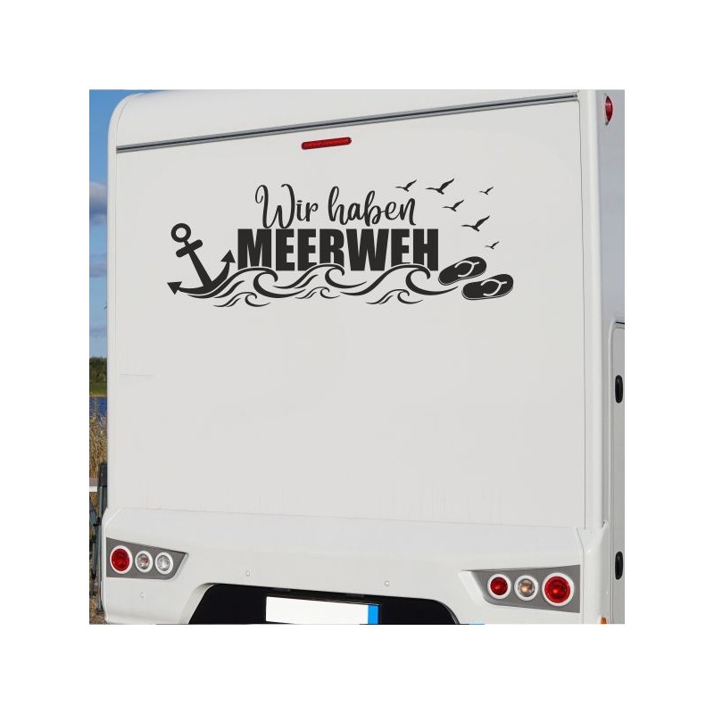 Aufkleber Wohnmobil Wohnwagen Reise Camping Auto Reisemobil Möwe Meer Kompass Globus Strand Palme Urlaub Spruch Familie Zuhause