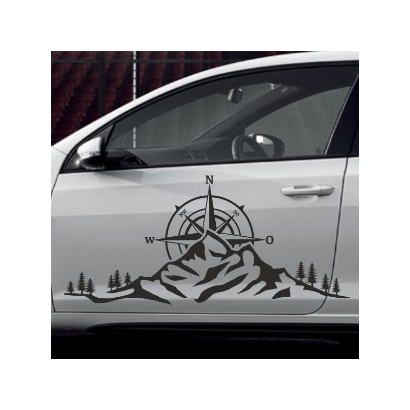 Aufkleber SET Offroad 4x4 Landschaft Wald Berge Kompass Windrose Auto 31