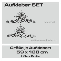 Aufkleber SET Offroad 4x4 Landschaft Wald Berge Kompass Windrose Auto 31