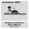 Aufkleber SET Offroad 4x4 Palme Strand Sonnenuntergang Möwe Meer Auto 35
