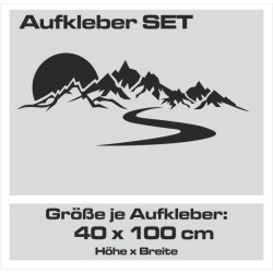 Aufkleber SET Offroad 4x4 Berge Weg Ziel Landschaft Sonne Gelände Auto 37